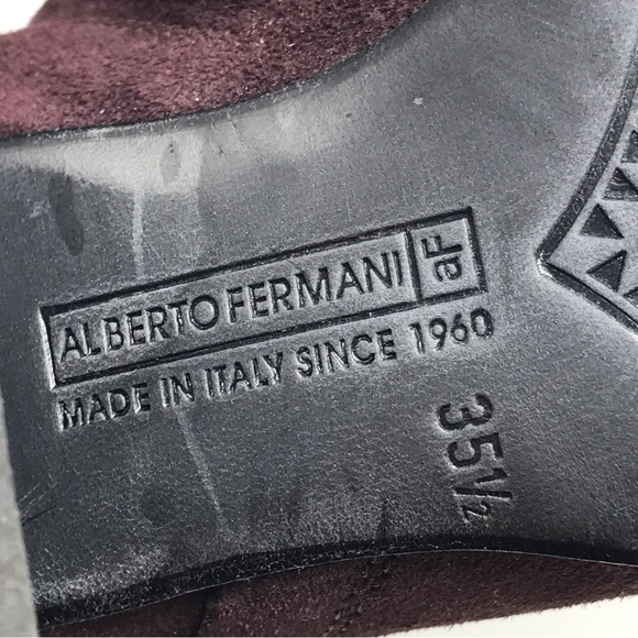 Alberto Fermani Erica Purple Suede Pointed Toe Block Heel Booties Sz 35.5 4.5 - Picture 7 of 8